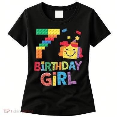 Master Builder 7th Birthday Girl 7 Year Old Brick Blocks Women's T-Shirt