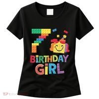 Master Builder 7th Birthday Girl 7 Year Old Brick Blocks Women's T-Shirt thumb 0
