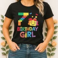 Master Builder 7th Birthday Girl 7 Year Old Brick Blocks Women's T-Shirt thumb 2