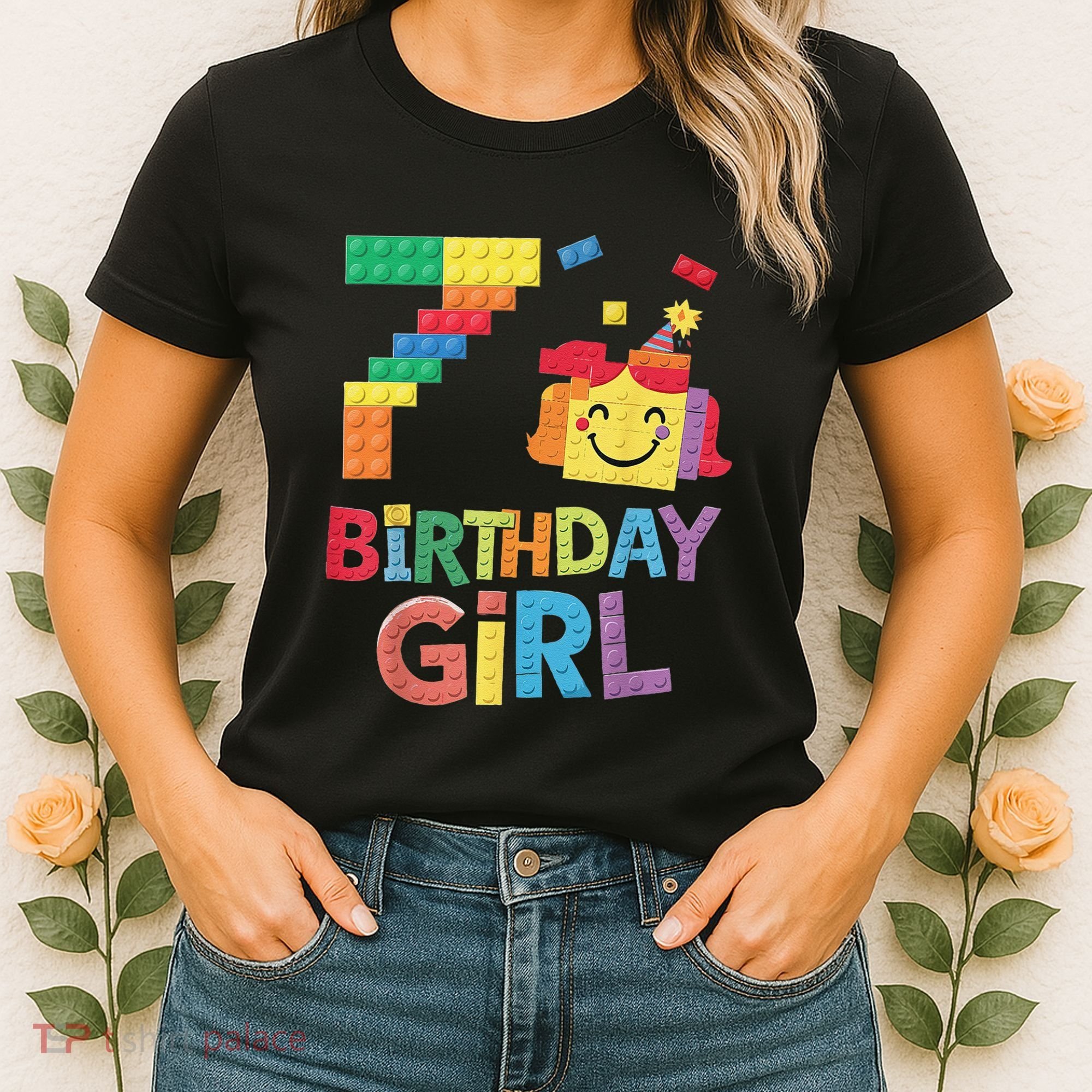 Master Builder 7th Birthday Girl 7 Year Old Brick Blocks Women's T-Shirt