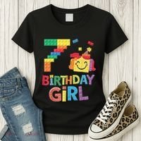 Master Builder 7th Birthday Girl 7 Year Old Brick Blocks Women's T-Shirt thumb 3