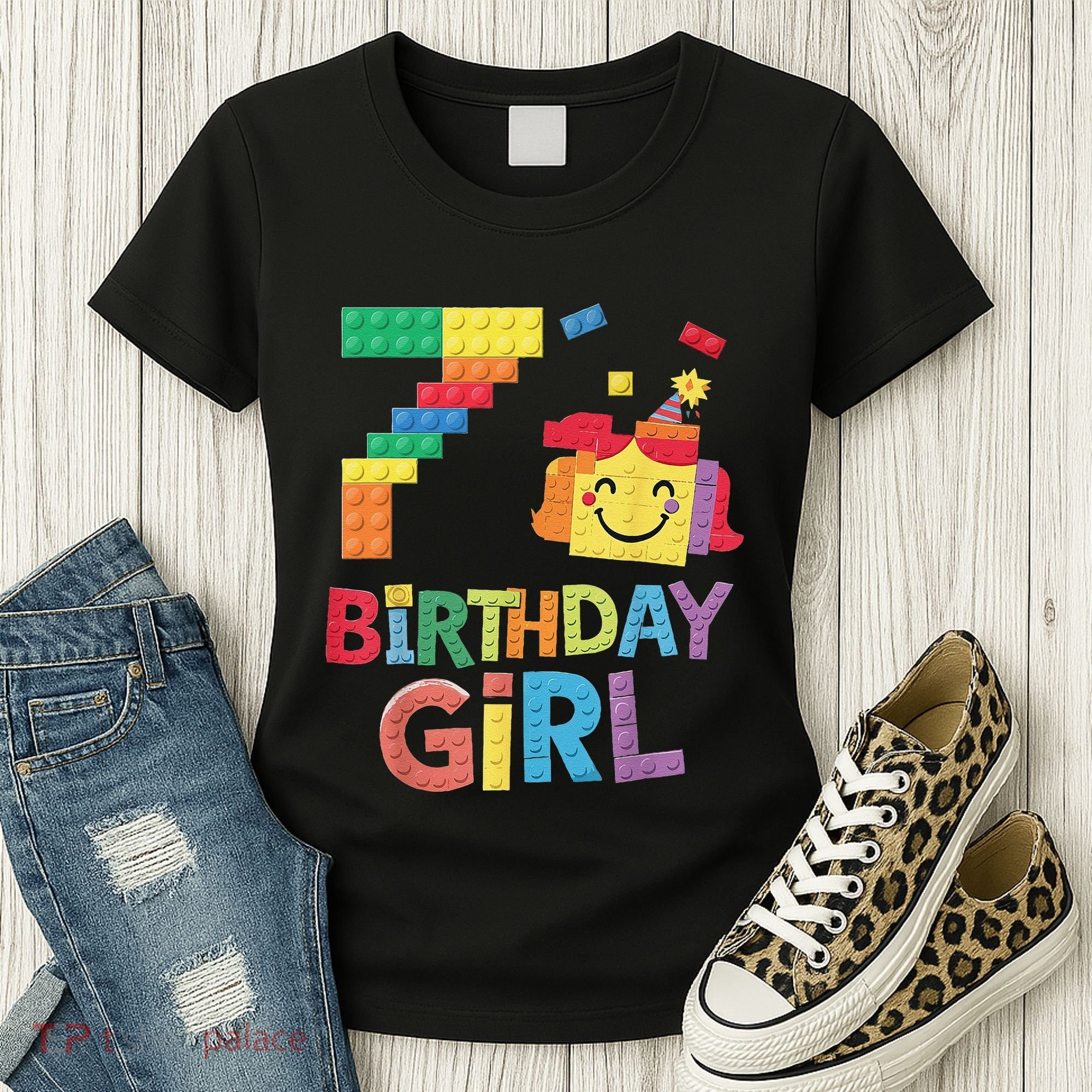 Master Builder 7th Birthday Girl 7 Year Old Brick Blocks Women's T-Shirt
