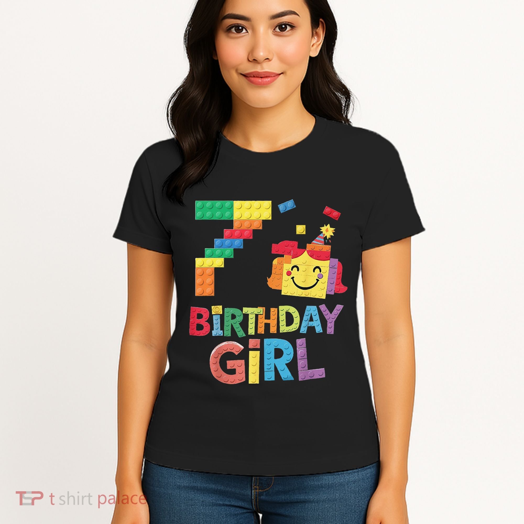 Master Builder 7th Birthday Girl 7 Year Old Brick Blocks Women's T-Shirt