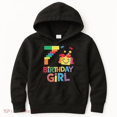 Master Builder 7th Birthday Girl 7 Year Old Brick Blocks Kids Hoodie