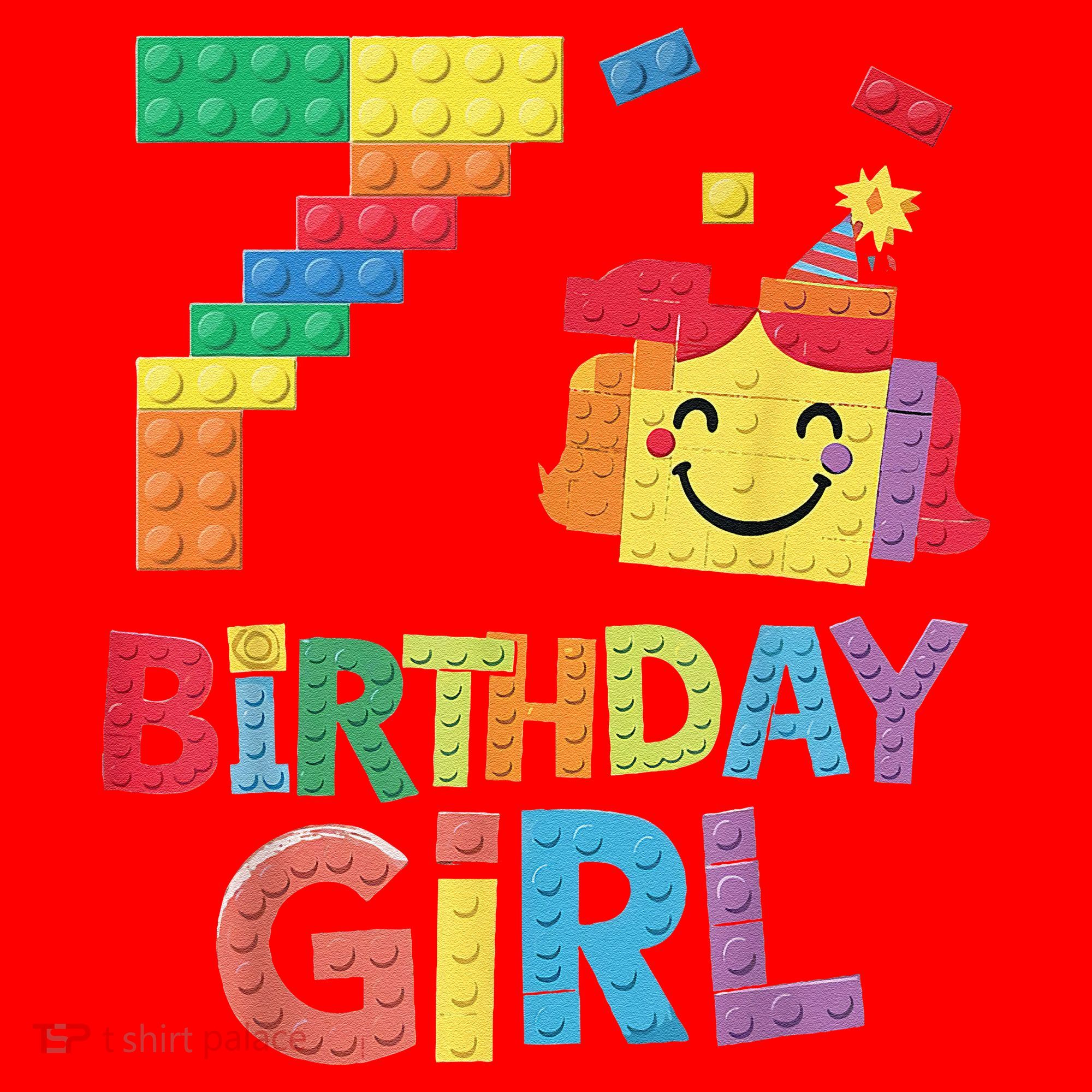 Master Builder 7th Birthday Girl 7 Year Old Brick Blocks Santa Hat