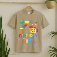 Master Builder 7th Birthday Girl 7 Year Old Brick Blocks T-Shirt thumb 2