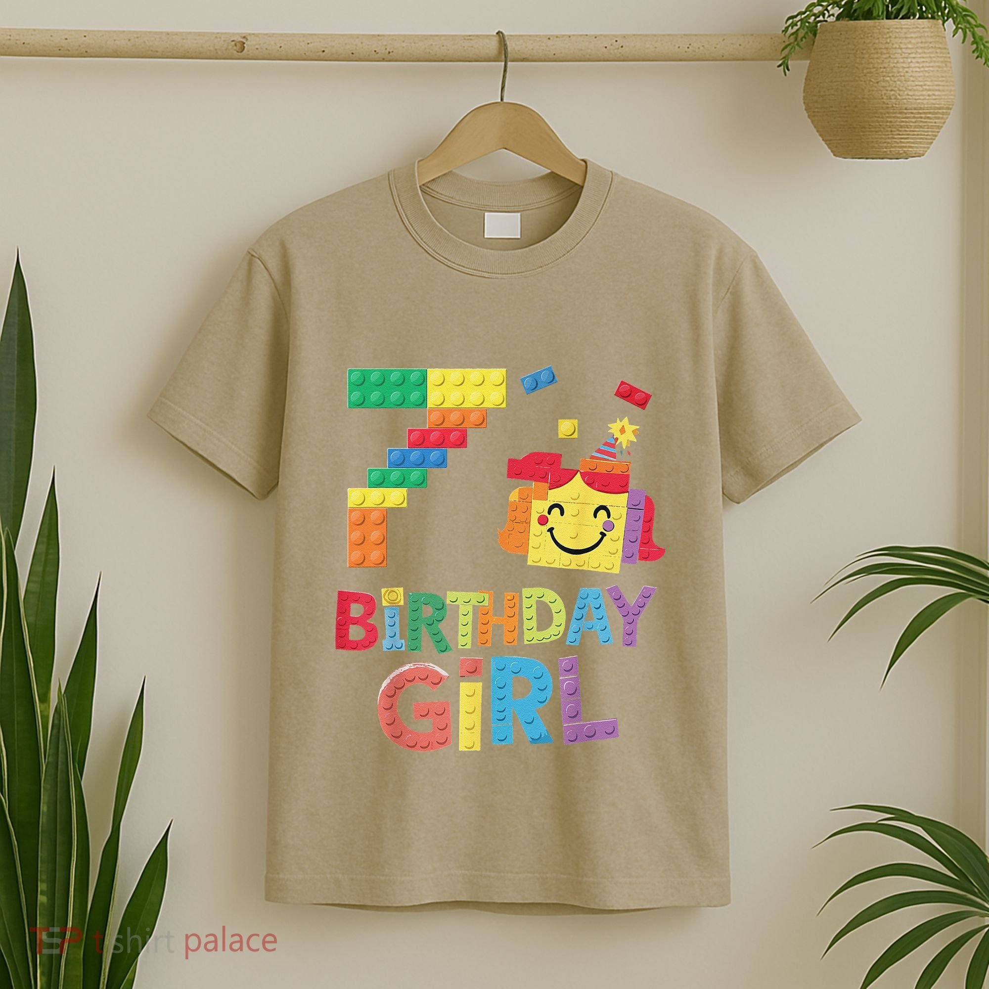 Master Builder 7th Birthday Girl 7 Year Old Brick Blocks T-Shirt