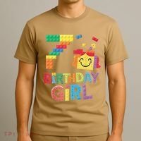 Master Builder 7th Birthday Girl 7 Year Old Brick Blocks T-Shirt thumb 3