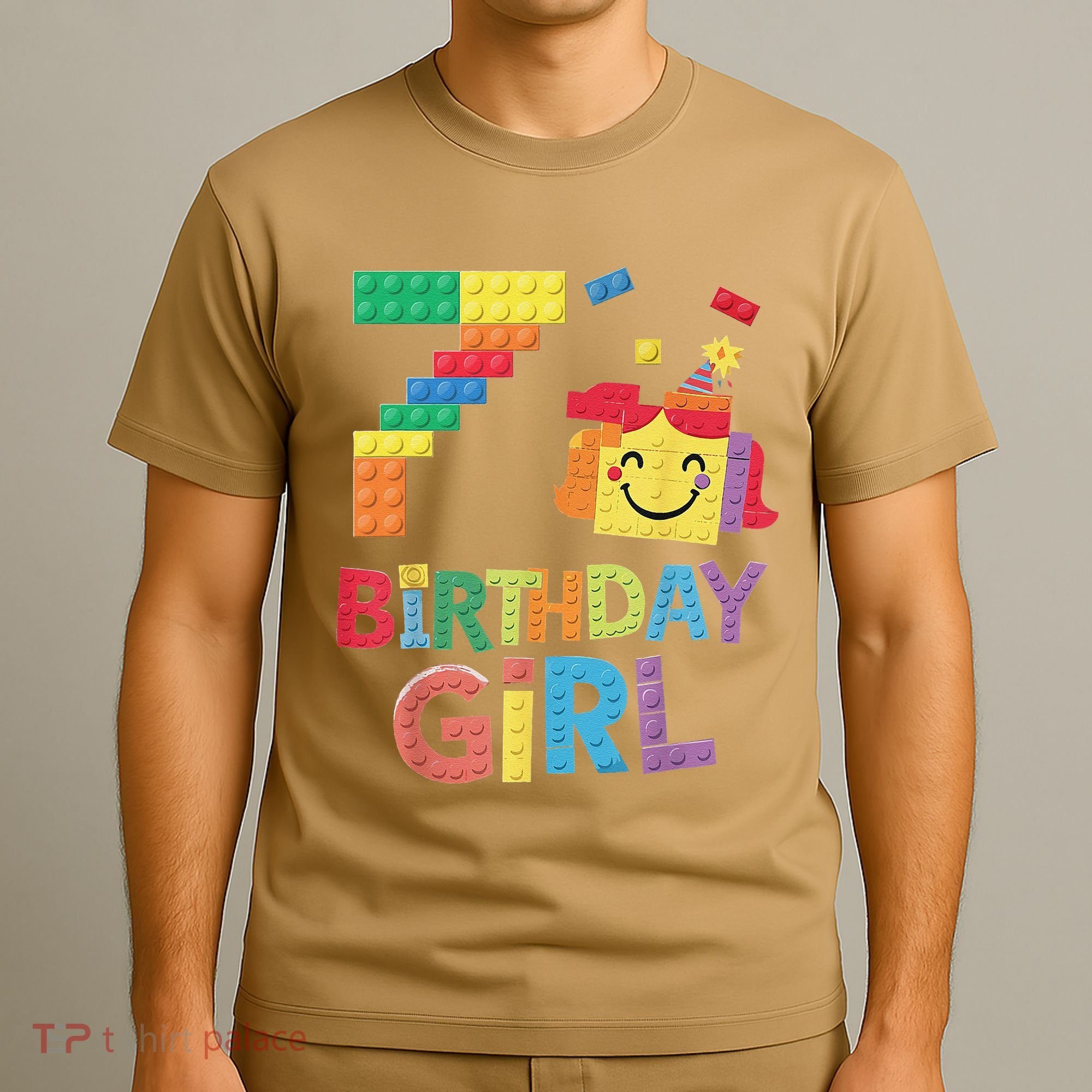 Master Builder 7th Birthday Girl 7 Year Old Brick Blocks T-Shirt