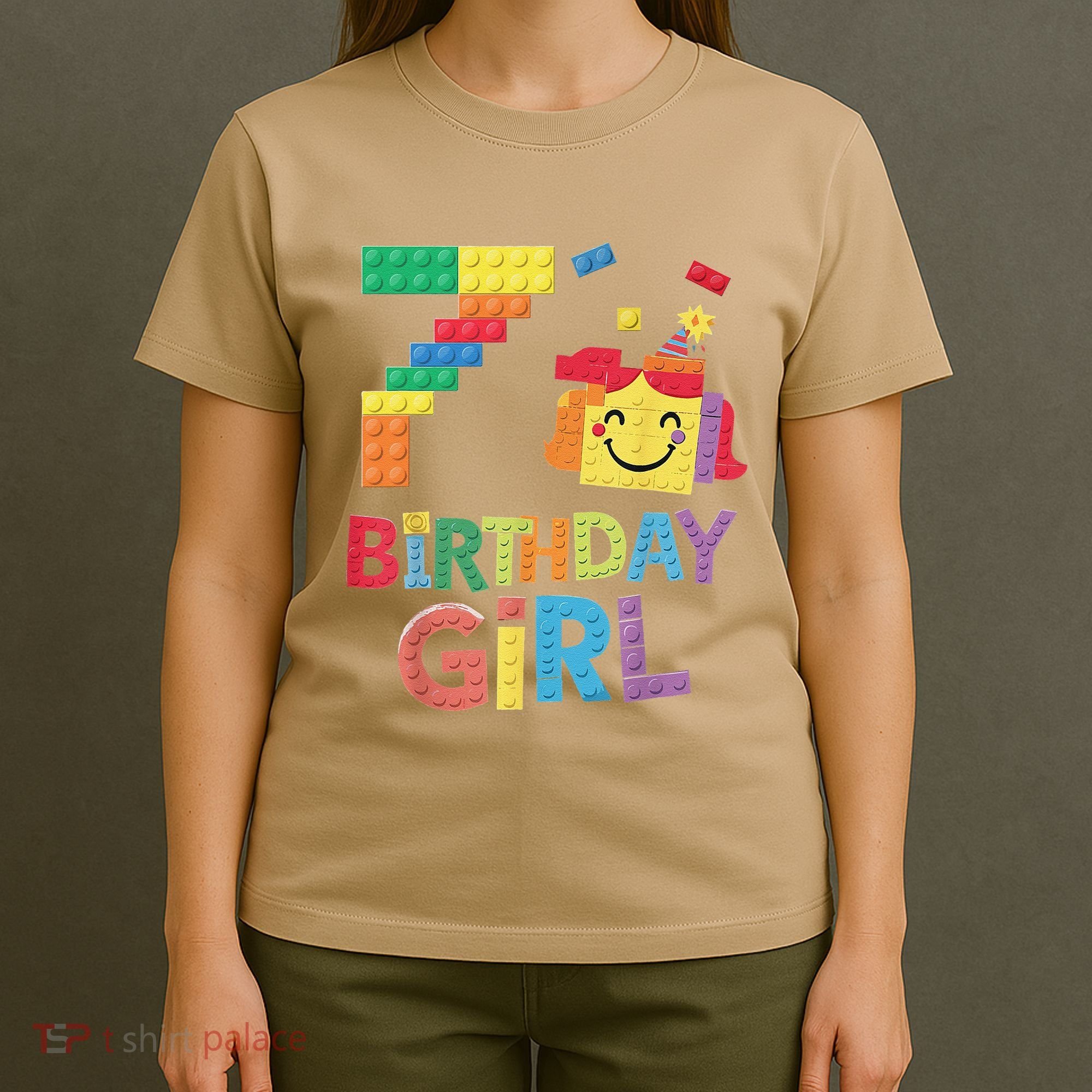 Master Builder 7th Birthday Girl 7 Year Old Brick Blocks T-Shirt