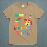 Master Builder 7th Birthday Girl 7 Year Old Brick Blocks T-Shirt thumb 5