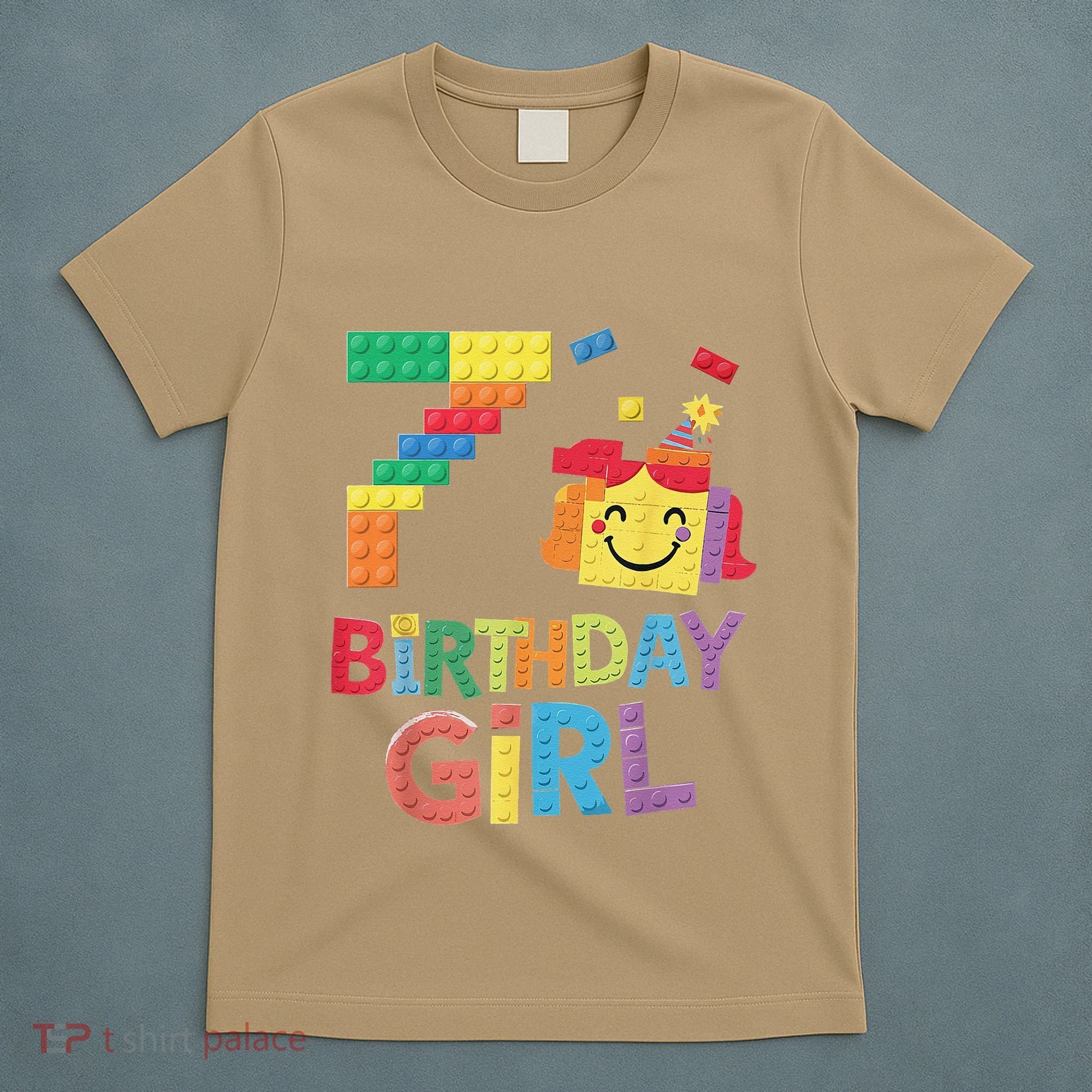 Master Builder 7th Birthday Girl 7 Year Old Brick Blocks T-Shirt