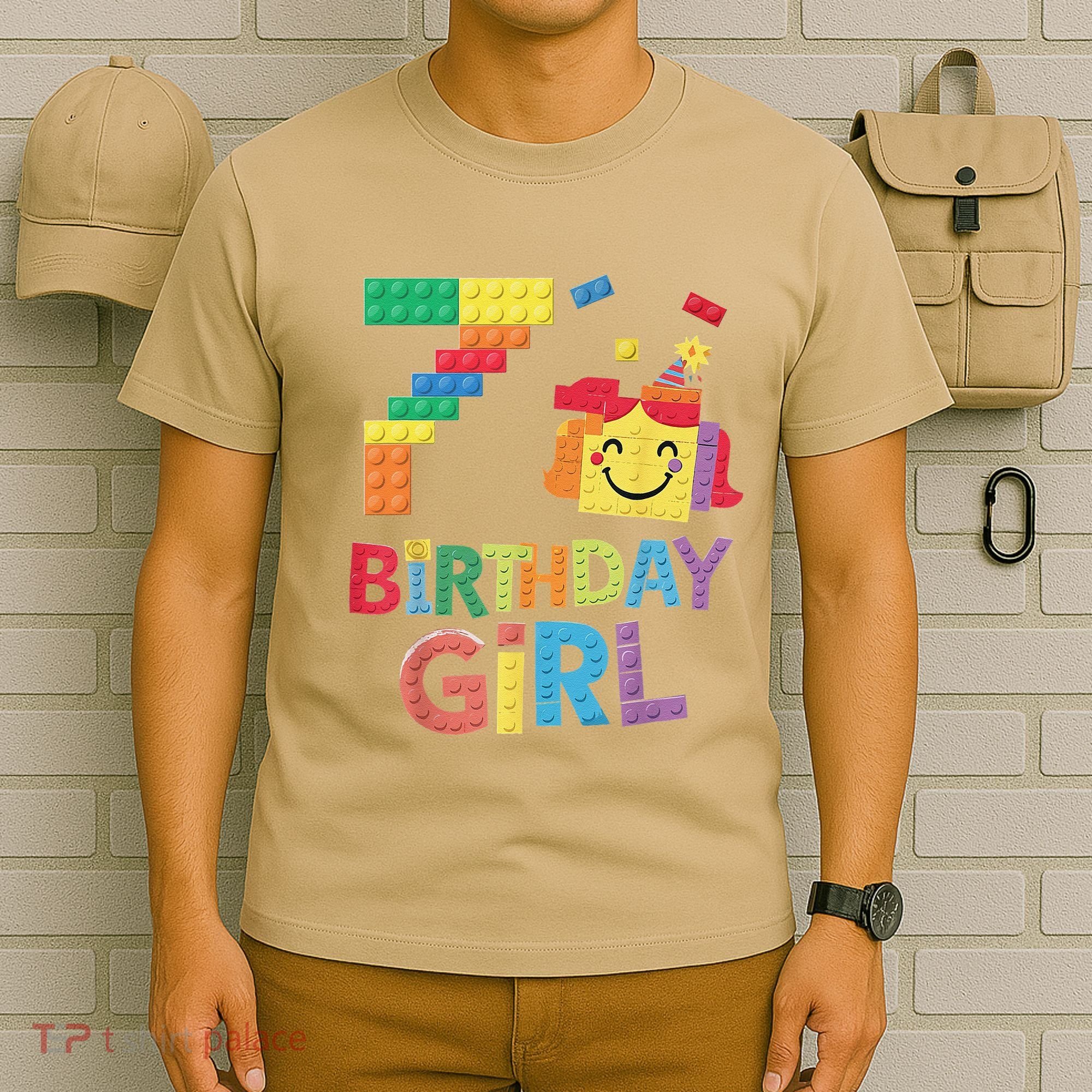 Master Builder 7th Birthday Girl 7 Year Old Brick Blocks T-Shirt