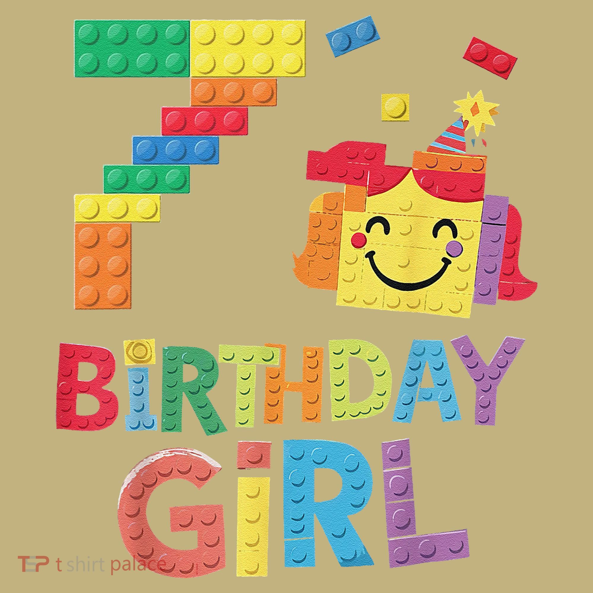 Master Builder 7th Birthday Girl 7 Year Old Brick Blocks T-Shirt