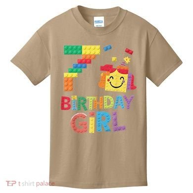 Master Builder 7th Birthday Girl 7 Year Old Brick Blocks Kids T-Shirt