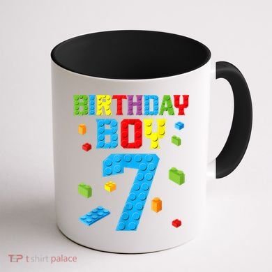 Master Builder 7th Birthday Boy 7 Seven Year Building Bricks Coffee Mug back