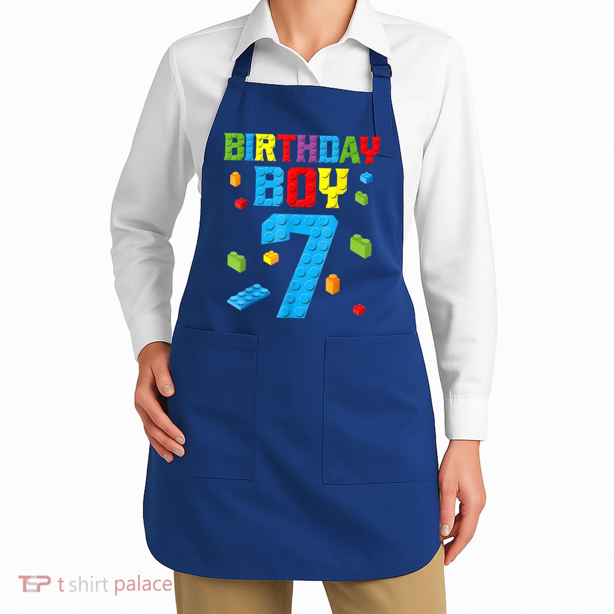 Master Builder 7th Birthday Boy 7 Seven Year Building Bricks Apron