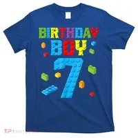 Master Builder 7th Birthday Boy 7 Seven Year Building Bricks T-Shirt thumb 0