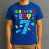 Master Builder 7th Birthday Boy 7 Seven Year Building Bricks T-Shirt thumb 3