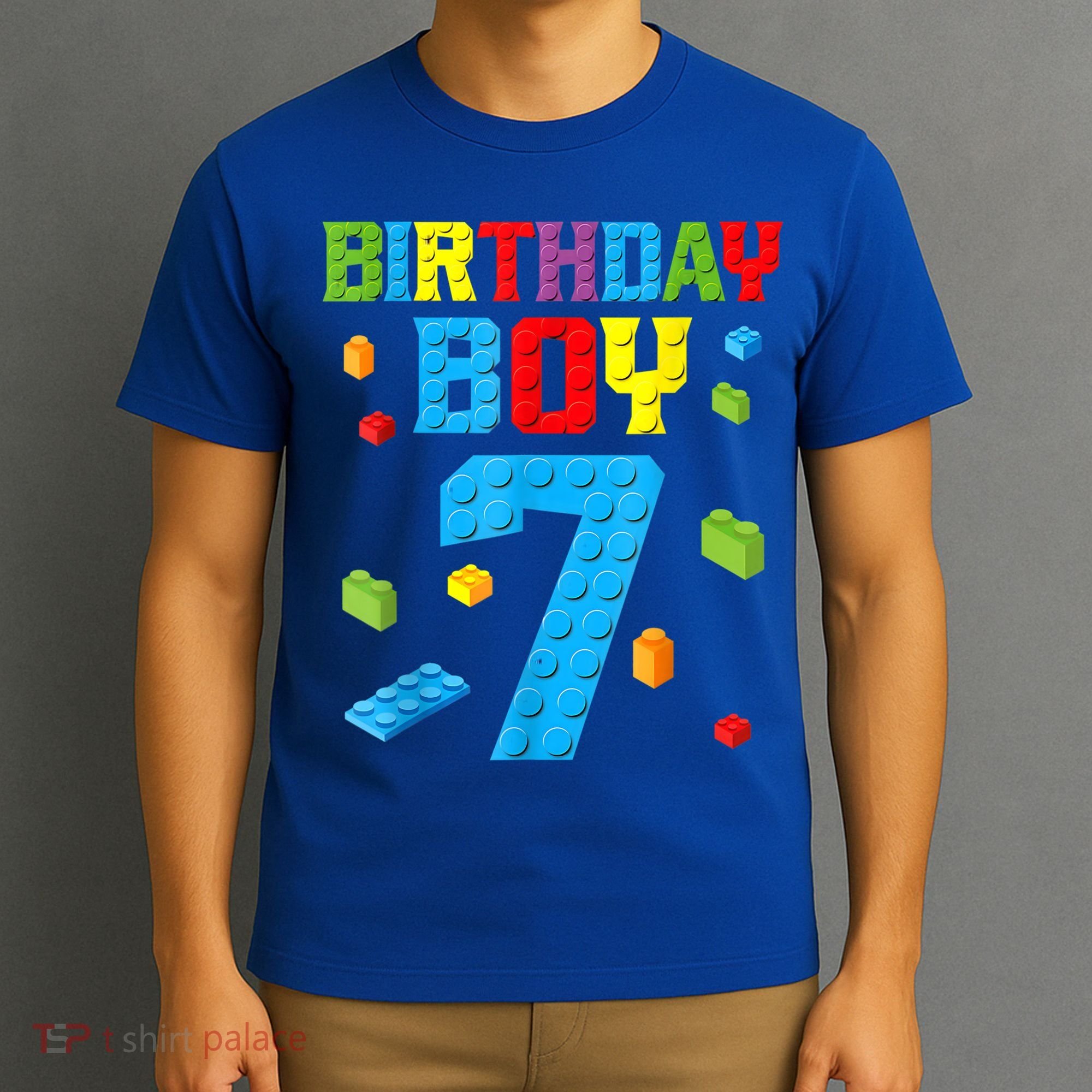Master Builder 7th Birthday Boy 7 Seven Year Building Bricks T-Shirt