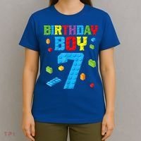 Master Builder 7th Birthday Boy 7 Seven Year Building Bricks T-Shirt thumb 4