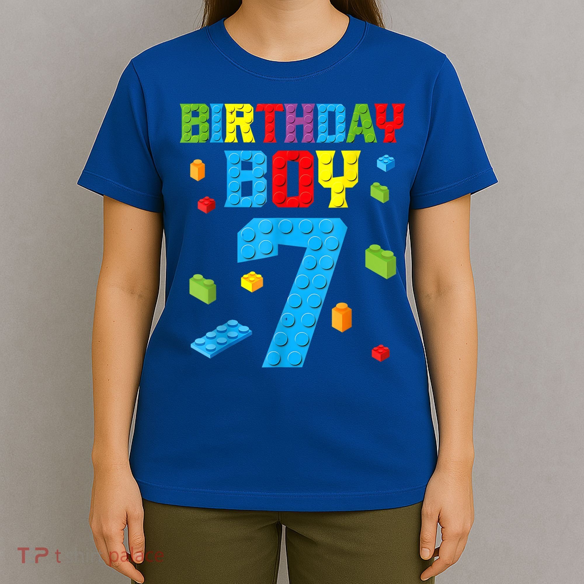 Master Builder 7th Birthday Boy 7 Seven Year Building Bricks T-Shirt