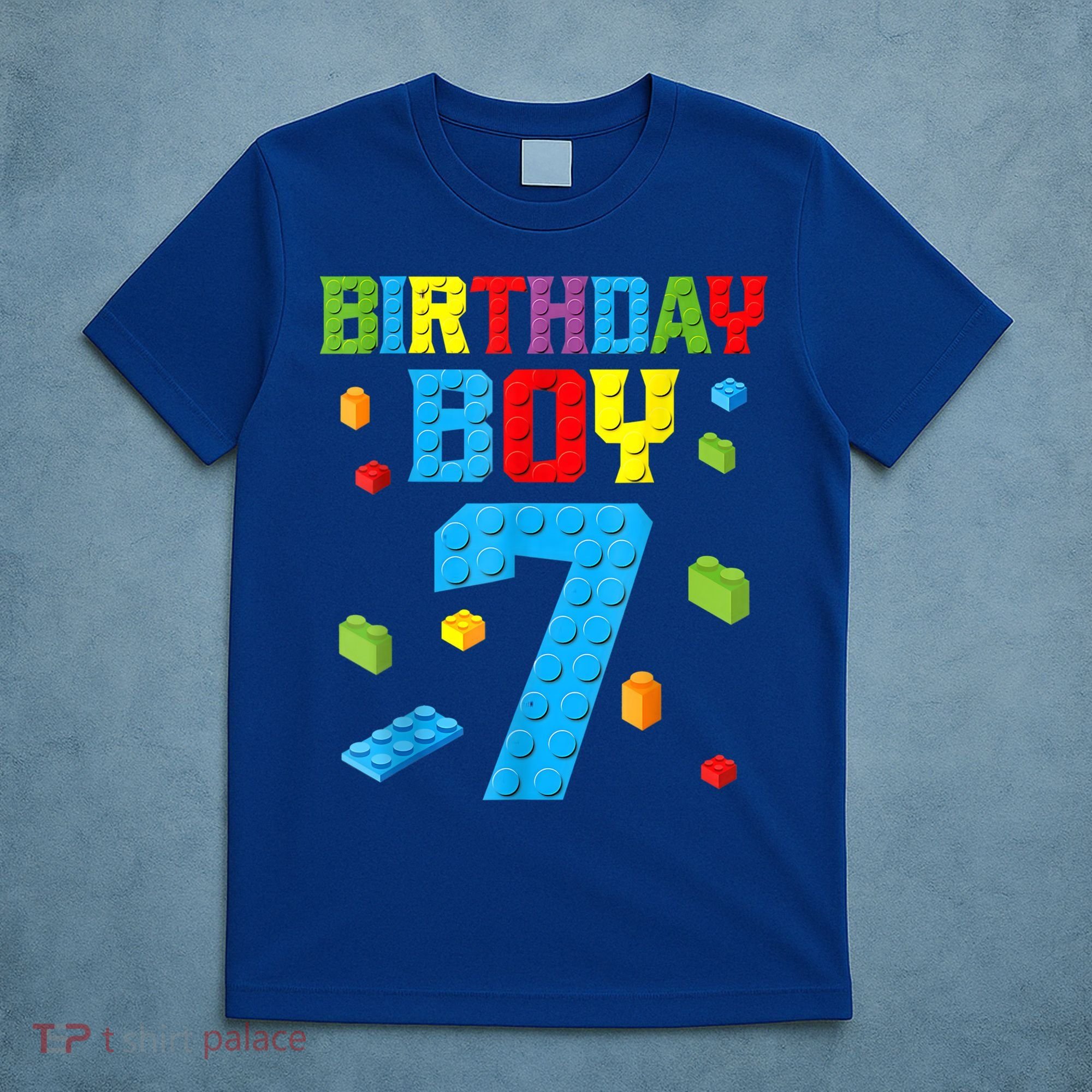 Master Builder 7th Birthday Boy 7 Seven Year Building Bricks T-Shirt