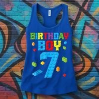 Master Builder 7th Birthday Boy 7 Seven Year Building Bricks Women's Tank Top thumb 3