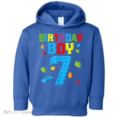 Master Builder 7th Birthday Boy 7 Seven Year Building Bricks Toddler Hoodie