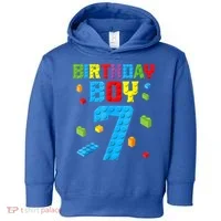 Master Builder 7th Birthday Boy 7 Seven Year Building Bricks Toddler Hoodie thumb 0