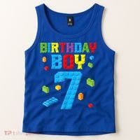 Master Builder 7th Birthday Boy 7 Seven Year Building Bricks Tank Top thumb 2