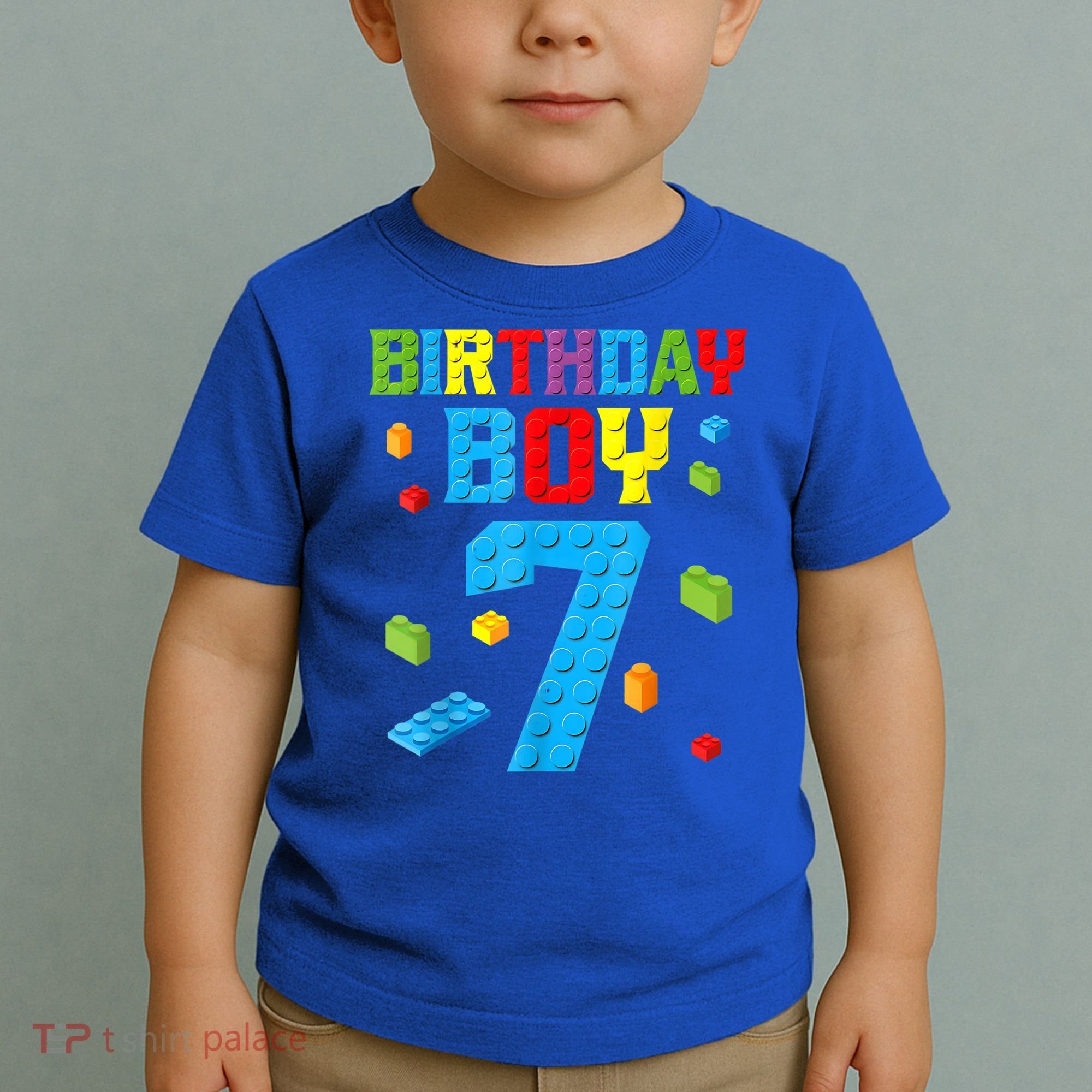 Master Builder 7th Birthday Boy 7 Seven Year Building Bricks Toddler T-Shirt