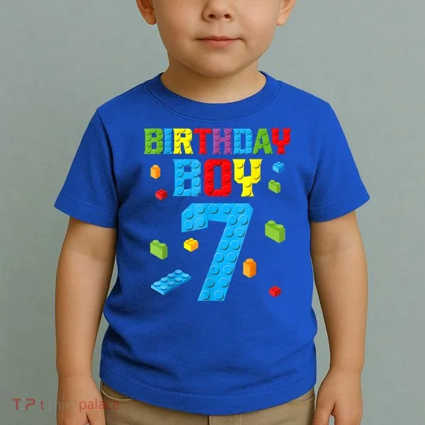 Master Builder 7th Birthday Boy 7 Seven Year Building Bricks Toddler T-Shirt
