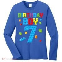 Master Builder 7th Birthday Boy 7 Seven Year Building Bricks Women's Long Sleeve Shirt thumb 0
