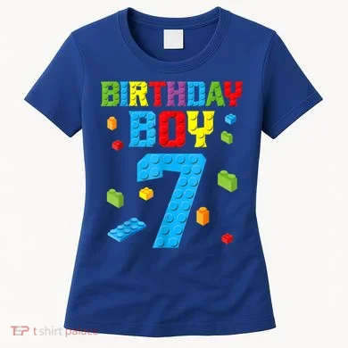 Master Builder 7th Birthday Boy 7 Seven Year Building Bricks Women's T-Shirt