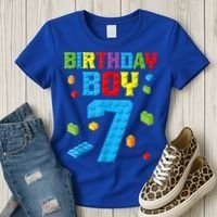 Master Builder 7th Birthday Boy 7 Seven Year Building Bricks Women's T-Shirt thumb 3
