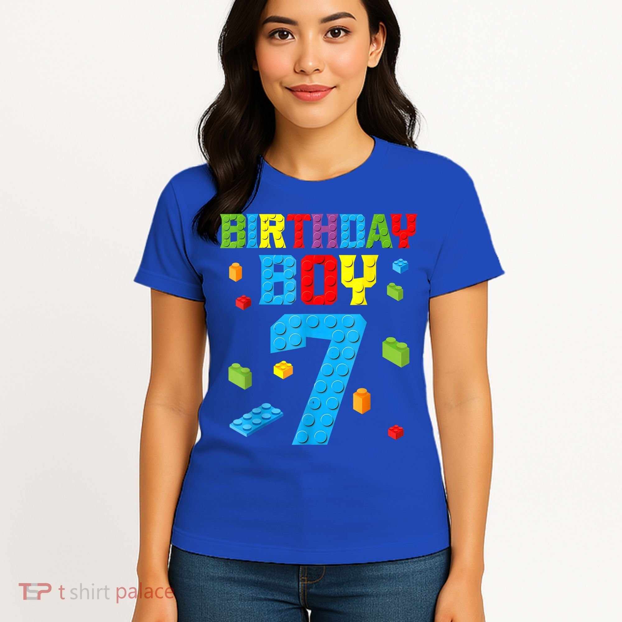 Master Builder 7th Birthday Boy 7 Seven Year Building Bricks Women's T-Shirt