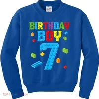 Master Builder 7th Birthday Boy 7 Seven Year Building Bricks Kids Sweatshirt thumb 0