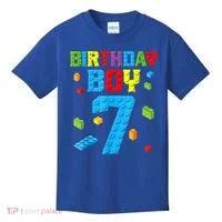 Master Builder 7th Birthday Boy 7 Seven Year Building Bricks Kids T-Shirt thumb 0