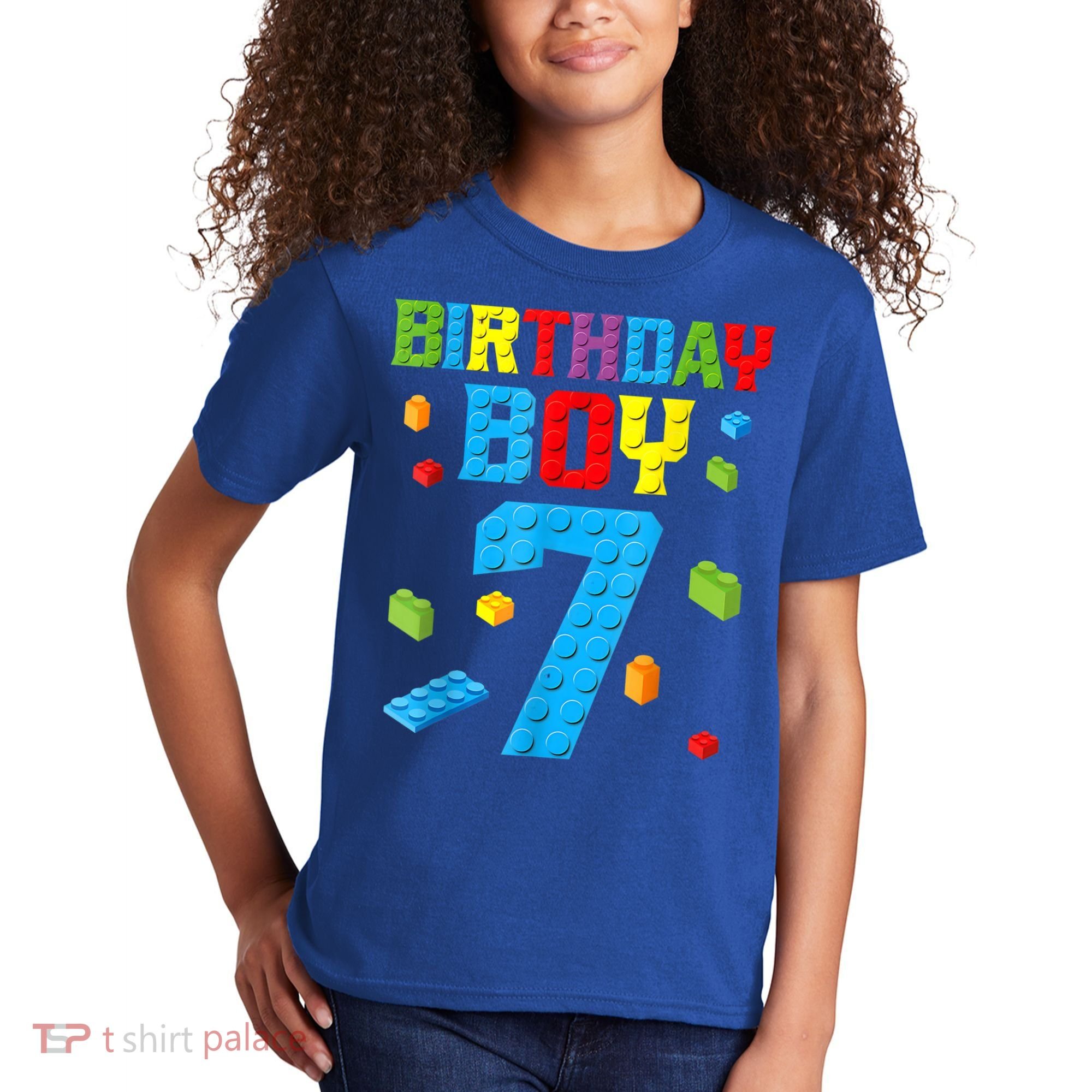 Master Builder 7th Birthday Boy 7 Seven Year Building Bricks Kids T-Shirt