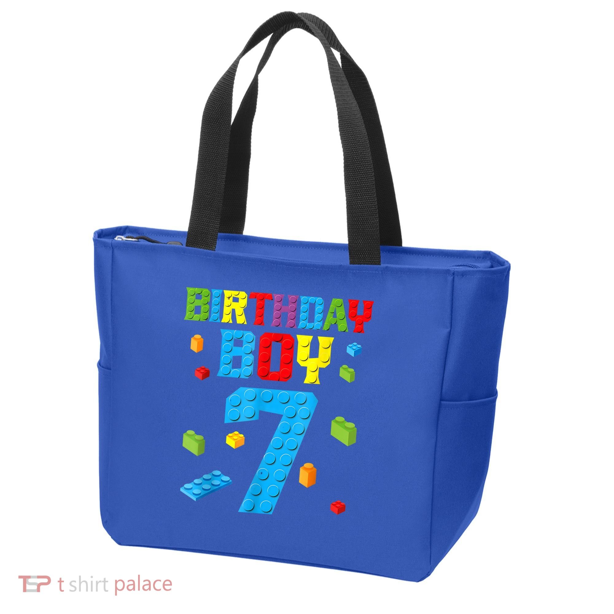 Master Builder 7th Birthday Boy 7 Seven Year Building Bricks Tote Bag