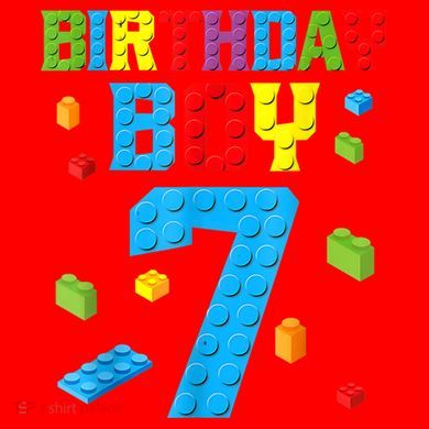 Master Builder 7th Birthday Boy 7 Seven Year Building Bricks Santa Hat