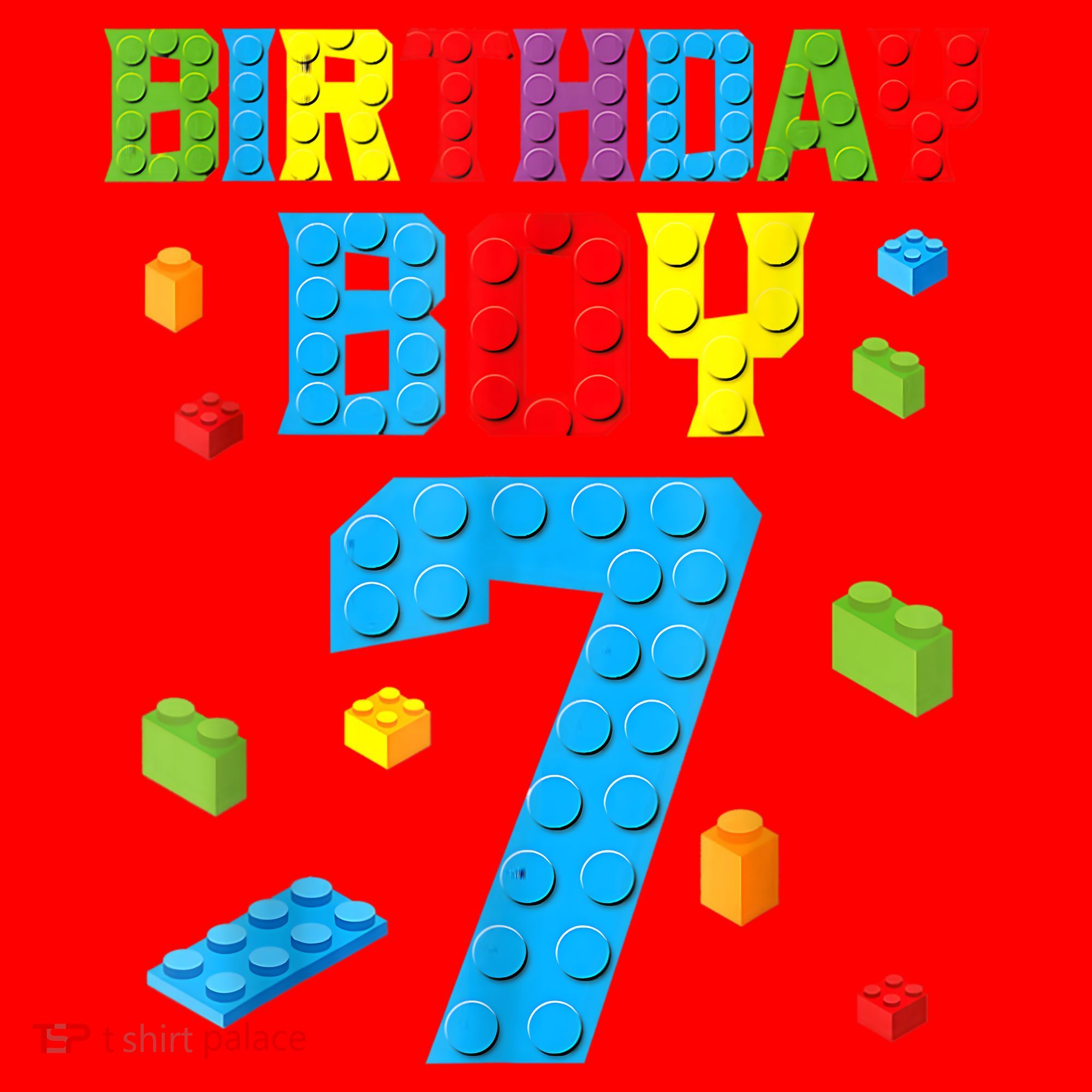 Master Builder 7th Birthday Boy 7 Seven Year Building Bricks Santa Hat