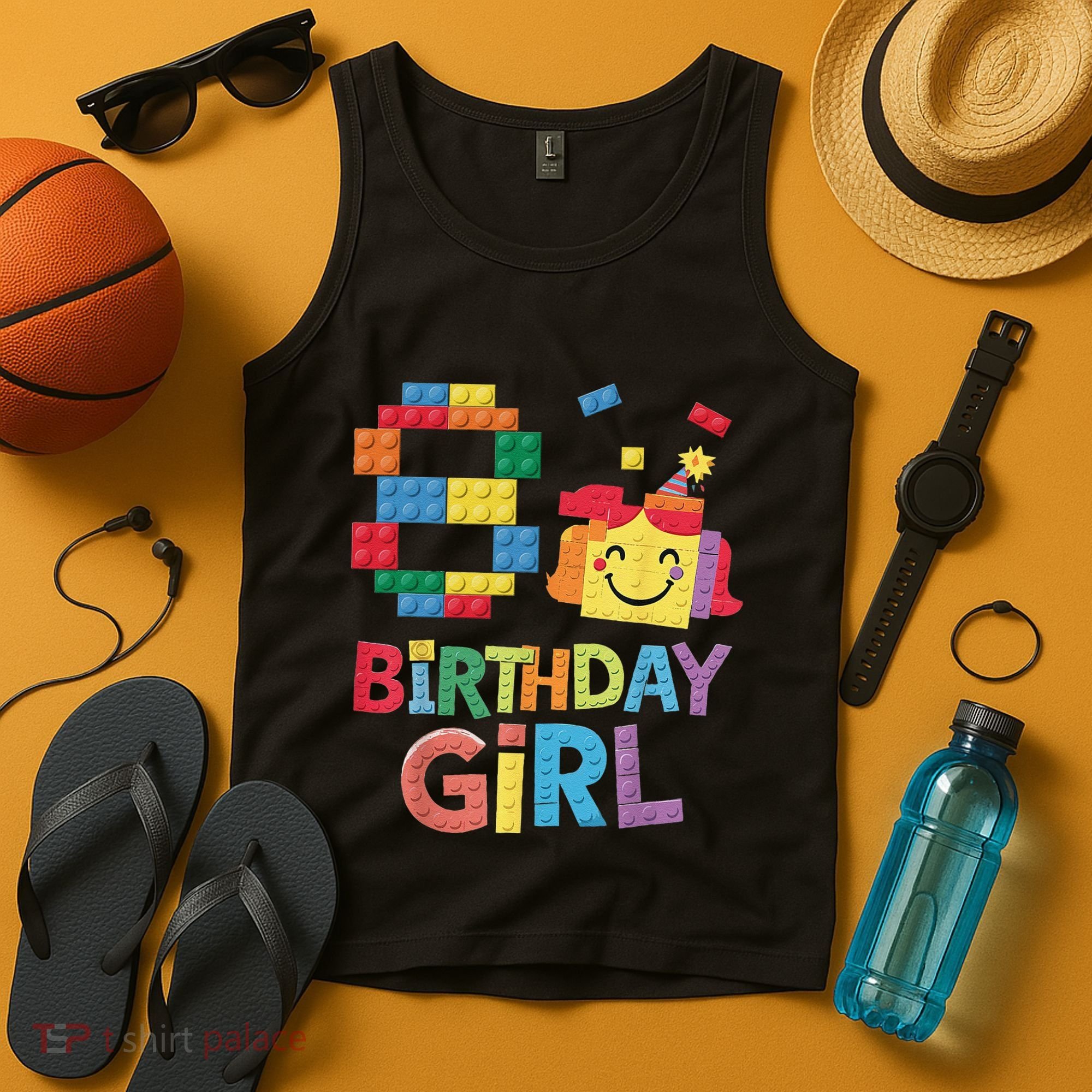 Master Builder 8th Birthday Girl 8 Year Old Brick Blocks Tank Top