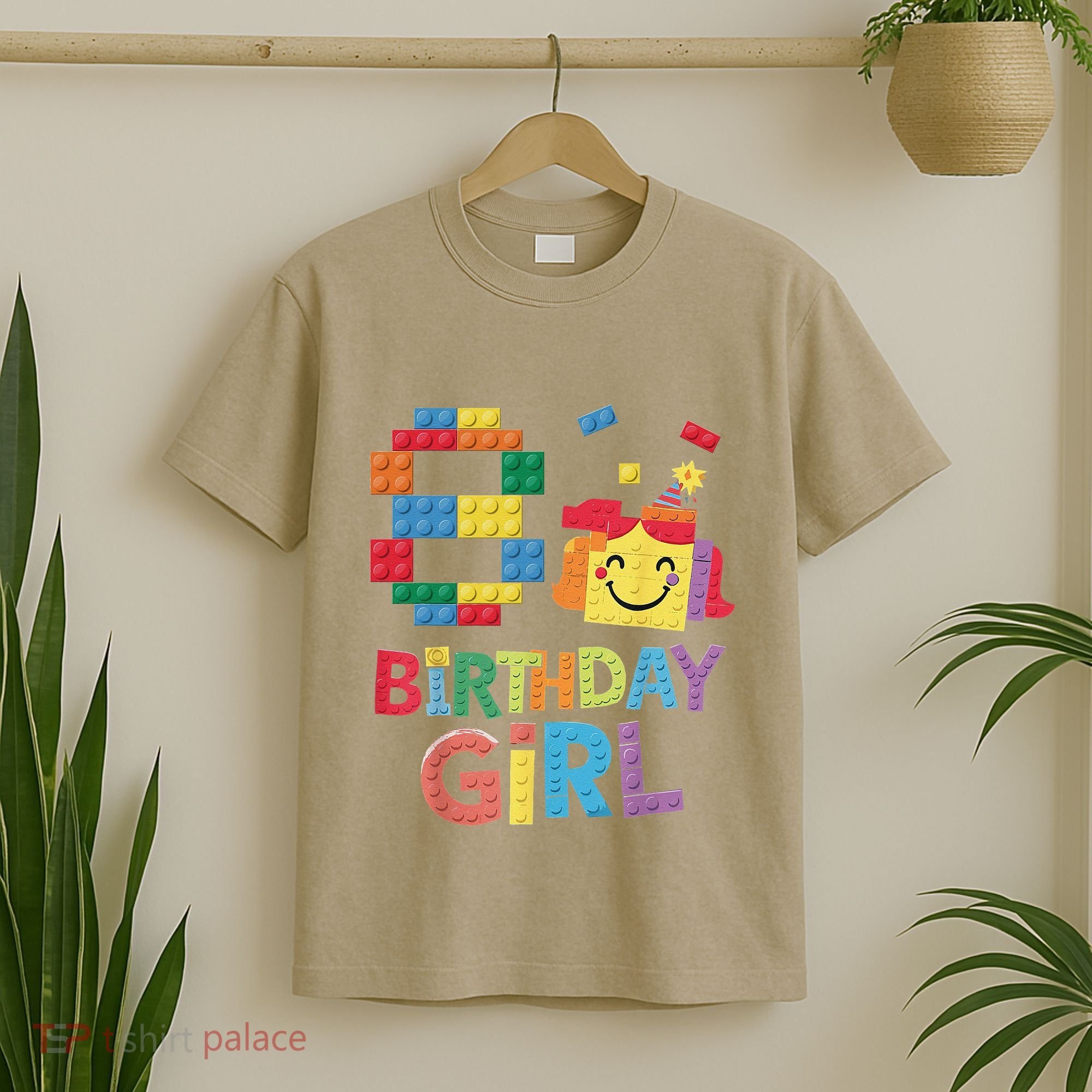 Master Builder 8th Birthday Girl 8 Year Old Brick Blocks T-Shirt