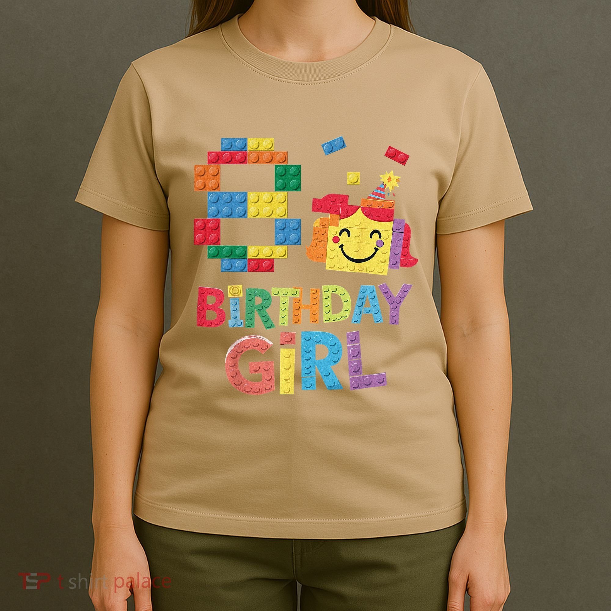 Master Builder 8th Birthday Girl 8 Year Old Brick Blocks T-Shirt