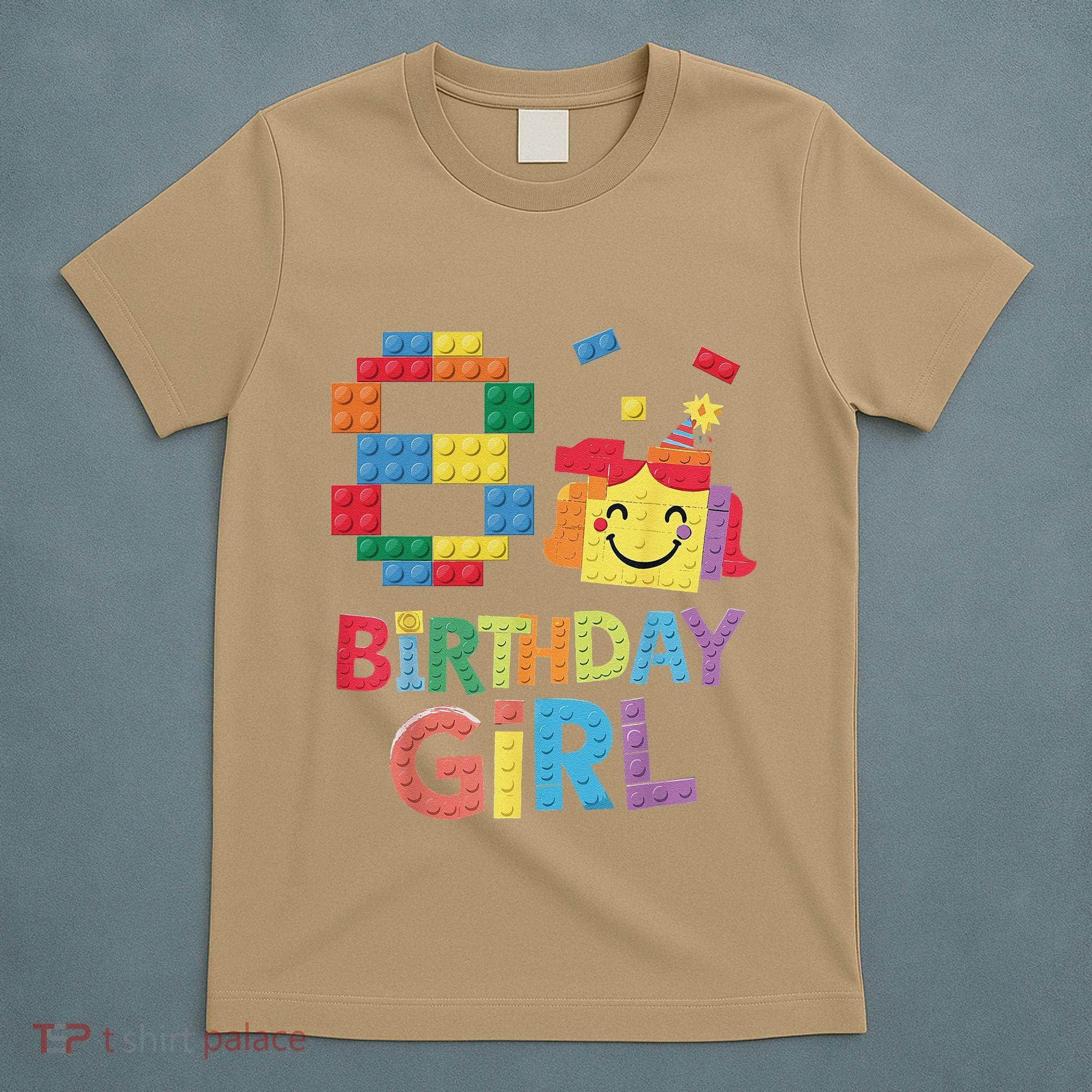 Master Builder 8th Birthday Girl 8 Year Old Brick Blocks T-Shirt