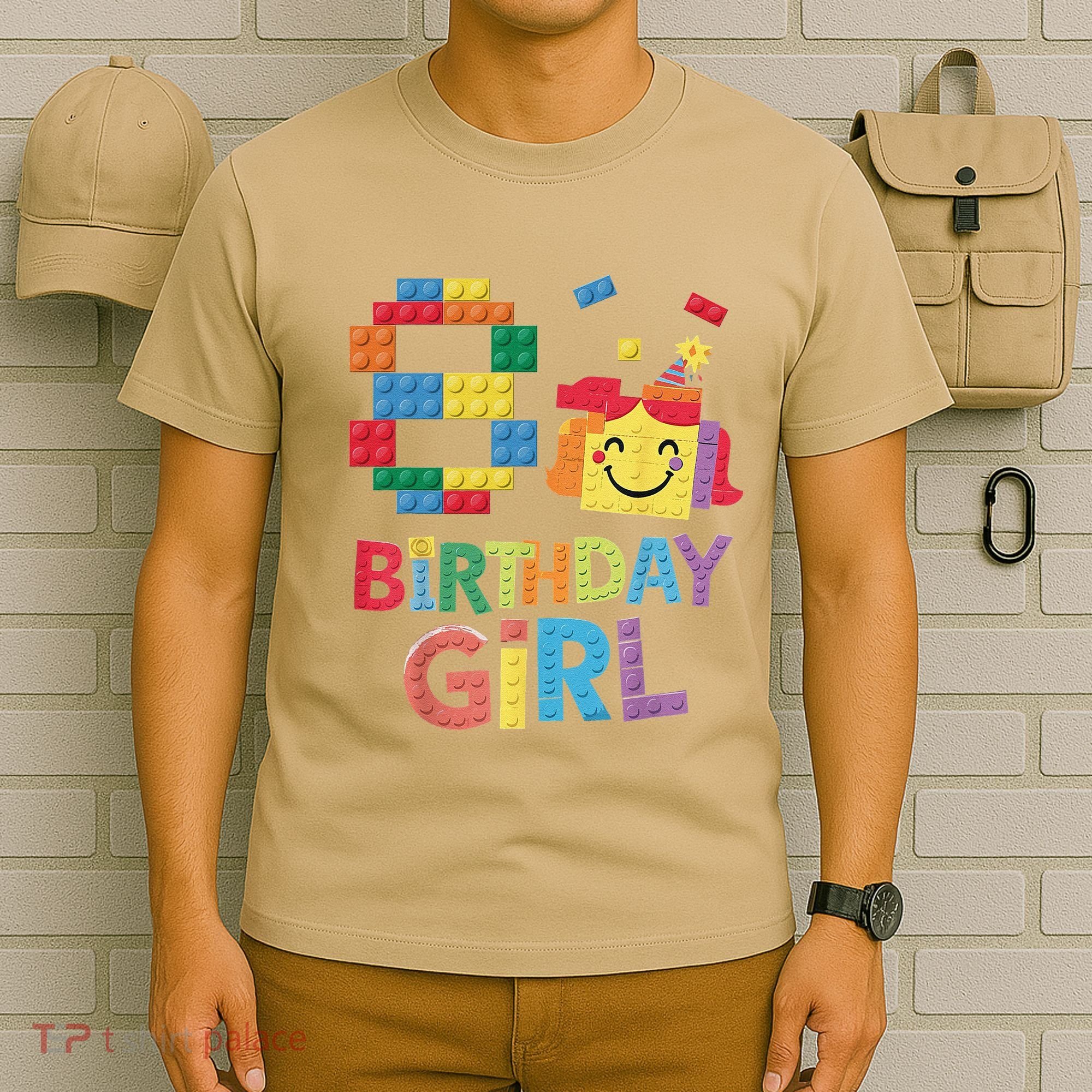 Master Builder 8th Birthday Girl 8 Year Old Brick Blocks T-Shirt