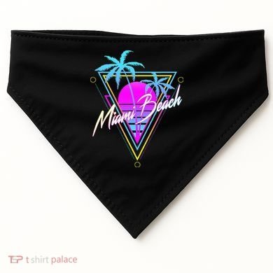 Miami Beach 80s Beach Souvenir USA-Made Doggie Bandana