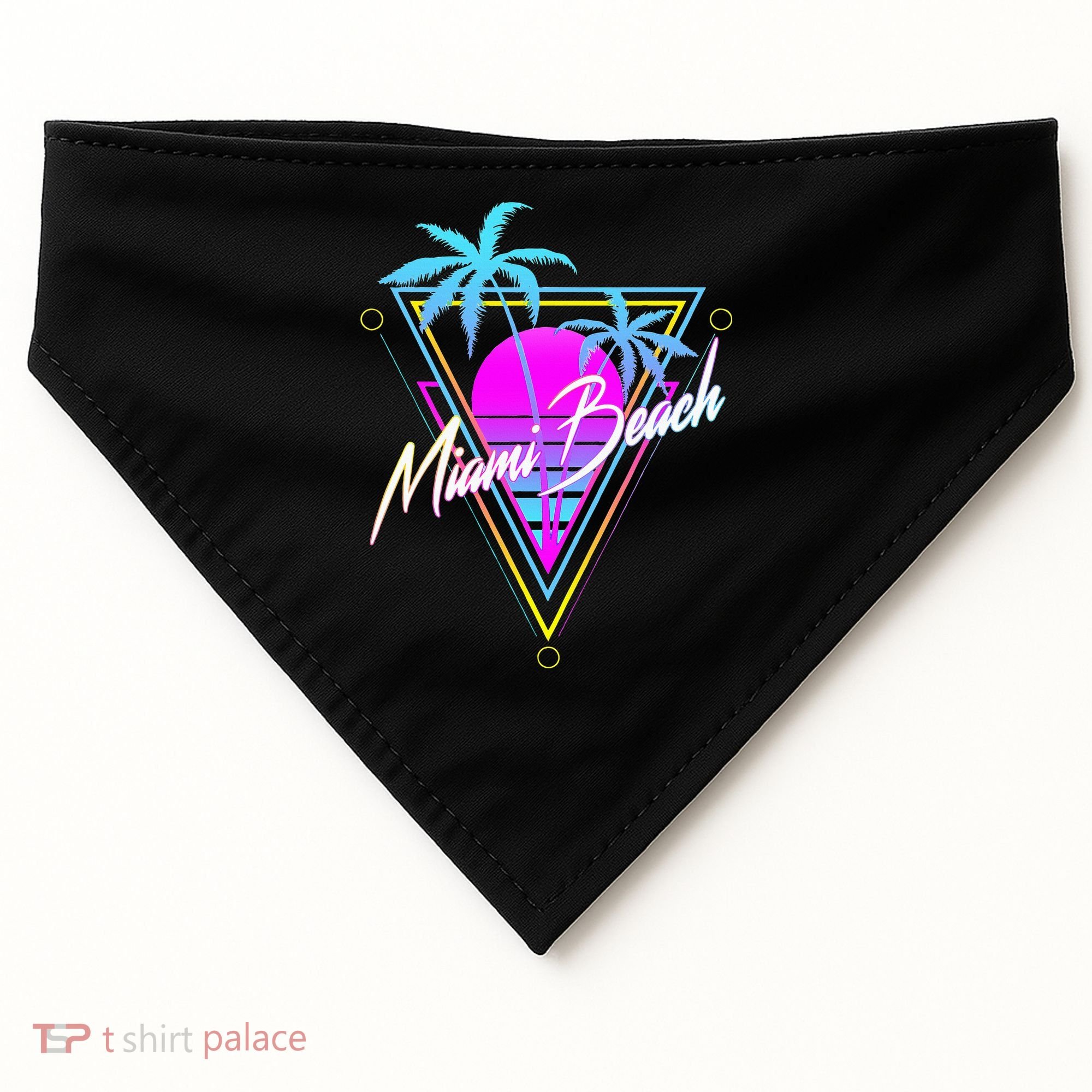 Miami Beach 80s Beach Souvenir USA-Made Doggie Bandana